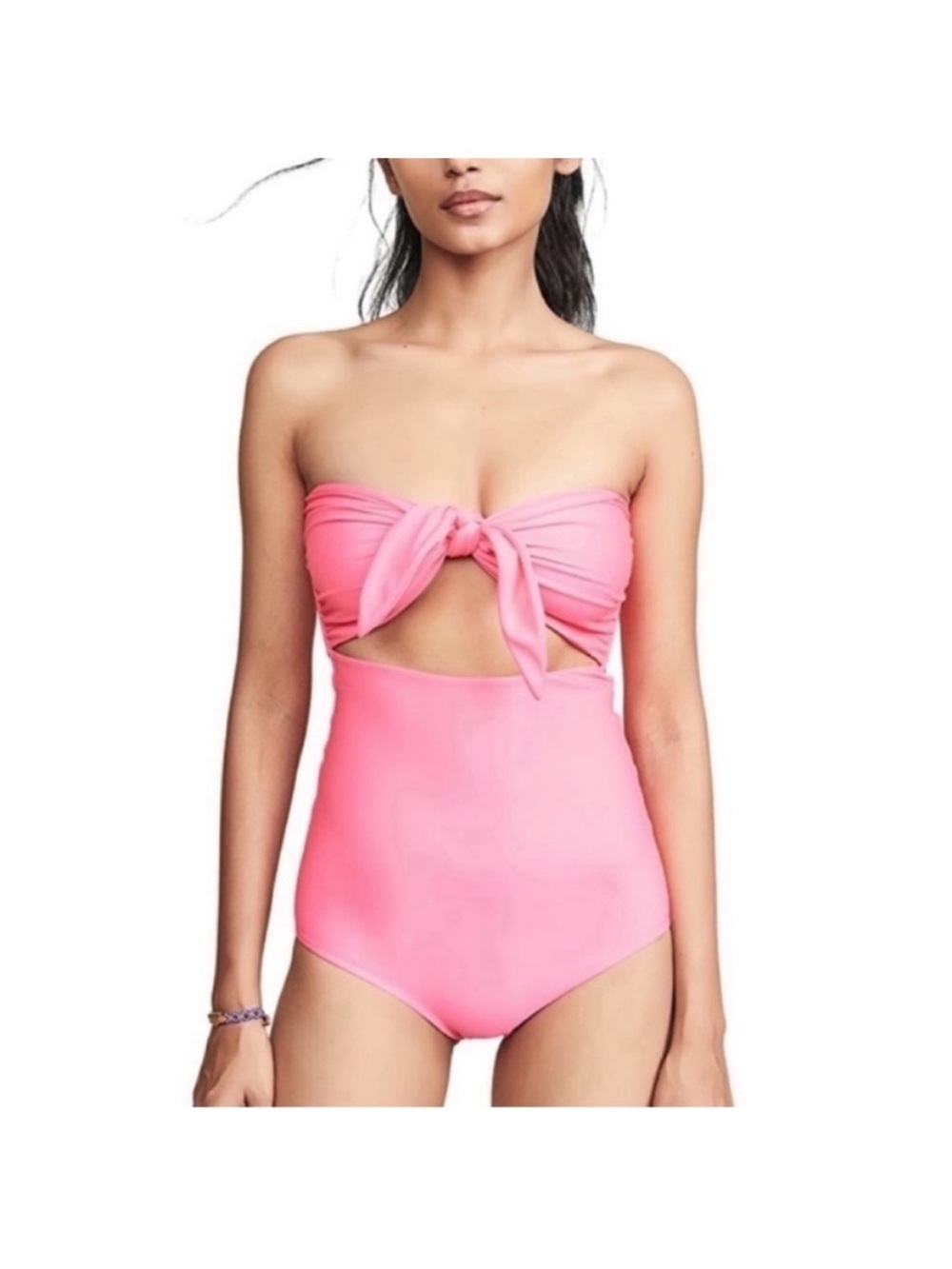 NWOT MIKOH Lana Tie-Front One-Piece Swimsuit in Barbie Paradise Pink